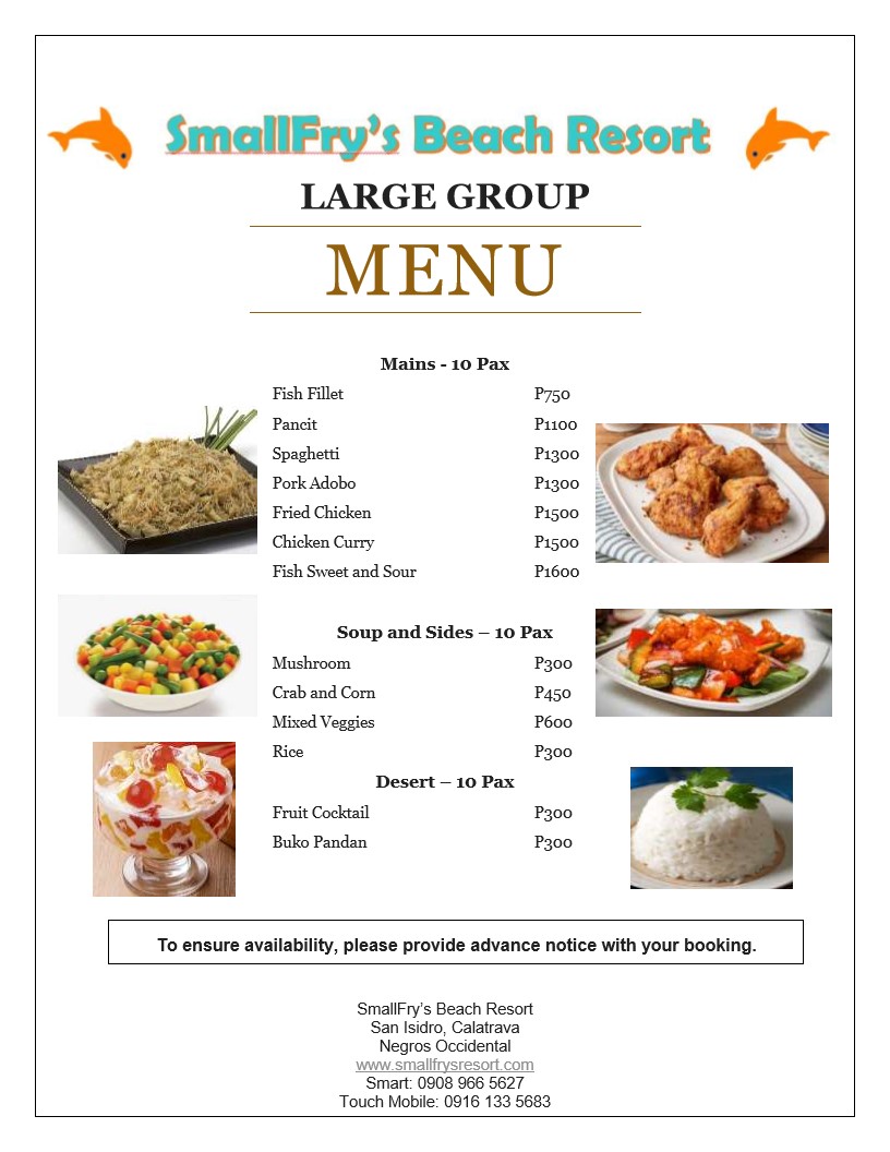 Large Group Menu